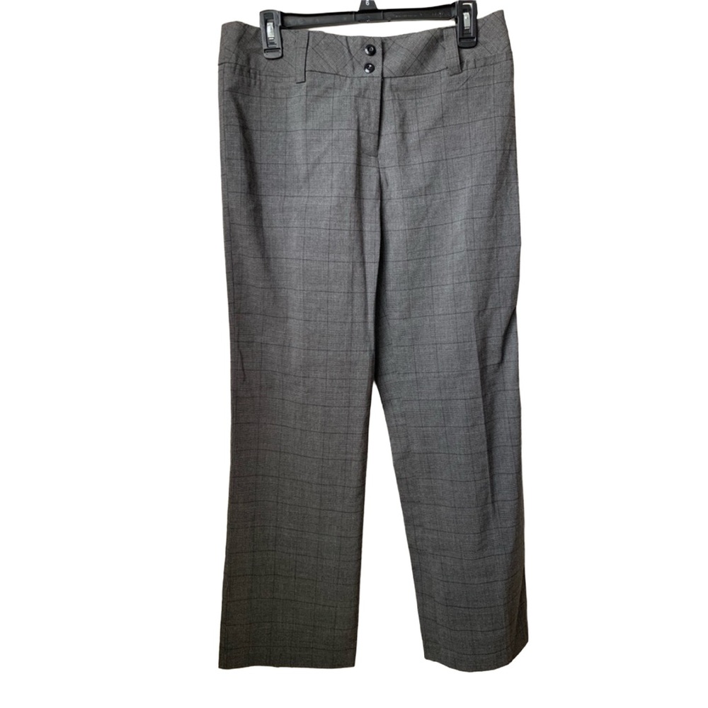 AB STUDIO Women’s Black Gray White Plaid Unlined Trouser Pants
